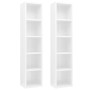 Estantería CDs 2 uds contrachapada blanco brillo 21x16x93,5 cm