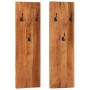 Percheros de pared 2 uds madera maciza de acacia 36x3x110 cm
