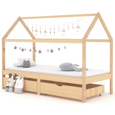 Estructura de cama infantil con cajones madera de pino 90x200cm