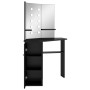 Tocador de esquina con LED negro 111x54x141,5 cm