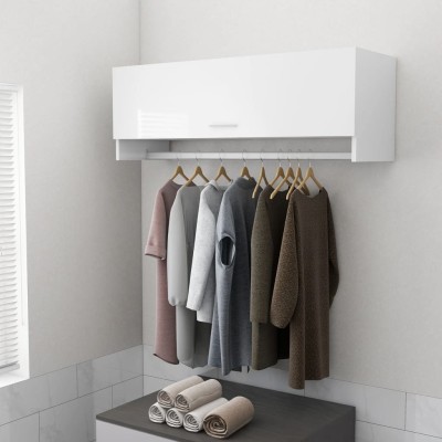Armario de madera contrachapada blanco brillante 100x32,5x35 cm