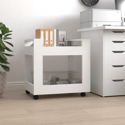 Carrito de escritorio madera contrachapada blanco 60x45x60 cm