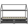 Estructura de cama infantil y cajones madera pino gris 90x200cm