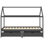 Estructura de cama infantil y cajones madera pino gris 90x200cm
