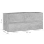 Armario para lavabo contrachapada gris hormigón 100x38,5x45 cm