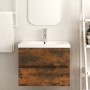 Mueble de lavabo contrachapado roble ahumado 60x38,5x45 cm