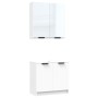 Juego de muebles de baño 2 piezas madera contrachapada blanco