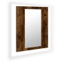 Armario de baño con espejo LED madera roble ahumado 40x12x45 cm