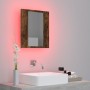 Armario de baño con espejo LED madera roble ahumado 40x12x45 cm