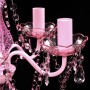 Lámpara de araña de cristal 5 bombillas rosa
