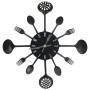Reloj de pared diseño cuchara y tenedor negro 40 cm aluminio