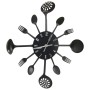 Reloj de pared diseño cuchara y tenedor negro 40 cm aluminio