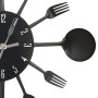 Reloj de pared diseño cuchara y tenedor negro 40 cm aluminio