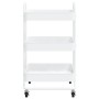 Carrito de cocina 3 niveles acero blanco 43x34x79 cm
