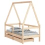 Estructura de cama para niños con cajones madera pino 70x140 cm