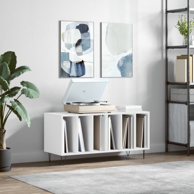 Mueble para discos madera contrachapada blanco 100x38x48 cm