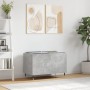 Mueble discos madera contrachapada gris hormigón 74,5x38x48 cm