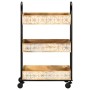 Carro de cocina de 3 niveles madera maciza de mango 46x30x76 cm