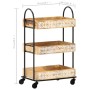 Carro de cocina de 3 niveles madera maciza de mango 46x30x76 cm