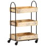 Carro de cocina de 3 niveles madera maciza de mango 46x30x76 cm