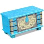 Baúl de almacenamiento madera de mango azul 80x40x45 cm