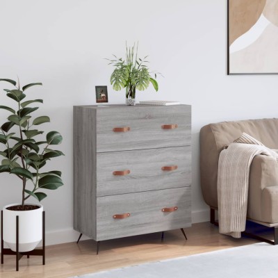 Cómoda madera de ingeniería gris Sonoma 69,5x34x90 cm