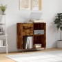 Mueble discos madera contrachapada roble ahumado 84,5x38x89 cm