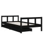 Estructura de cama infantil con cajones madera negro 90x190 cm