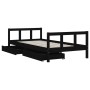 Estructura de cama infantil con cajones madera negro 90x190 cm