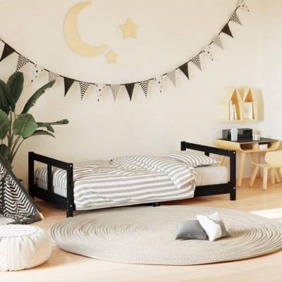 Estructura de cama para niños madera de pino negro 80x160 cm