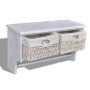 Estante de pared de madera de Paulownia blanco 60x23,5x33 cm