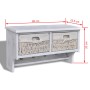 Estante de pared de madera de Paulownia blanco 60x23,5x33 cm