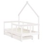 Estructura cama niños con cajones madera pino blanco 70x140 cm