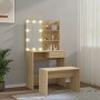 Set de tocador con LED madera contrachapada roble Sonoma