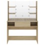 Tocador de maquillaje con luces LED MDF roble 100x40x135 cm