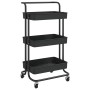 Carrito de cocina 3 niveles hierro y ABS negro 42x35x85 cm