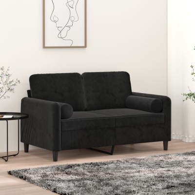 Cojines decorativos 2 uds terciopelo negro 15x50 cm