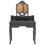 Tocador con taburete y espejo triple plegable gris