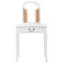 Tocador y taburete madera paulownia y MDF blanco 65x36x128 cm