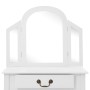 Tocador y taburete madera paulownia y MDF blanco 65x36x128 cm
