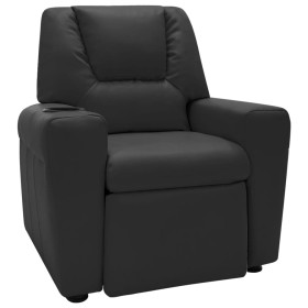 Sillón reclinable para niños cuero sintético negro