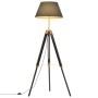 Lámpara de trípode madera maciza de teca negro y dorado 141 cm