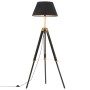 Lámpara de trípode madera maciza de teca negro y dorado 141 cm