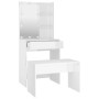 Juego de tocador con LED madera contrachapada blanco brillante