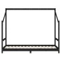 Estructura de cama de niños madera de pino negro 2x(90x190) cm