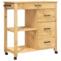 Carrito de cocina MONZA madera maciza de pino 84x40x90 cm