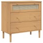 Cómoda SENJA aspecto ratán madera maciza pino marrón 80x40x80cm