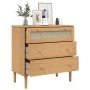 Cómoda SENJA aspecto ratán madera maciza pino marrón 80x40x80cm