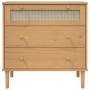 Cómoda SENJA aspecto ratán madera maciza pino marrón 80x40x80cm