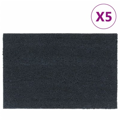 Felpudos 5 unidades fibra de coco gris oscuro 40x60 cm